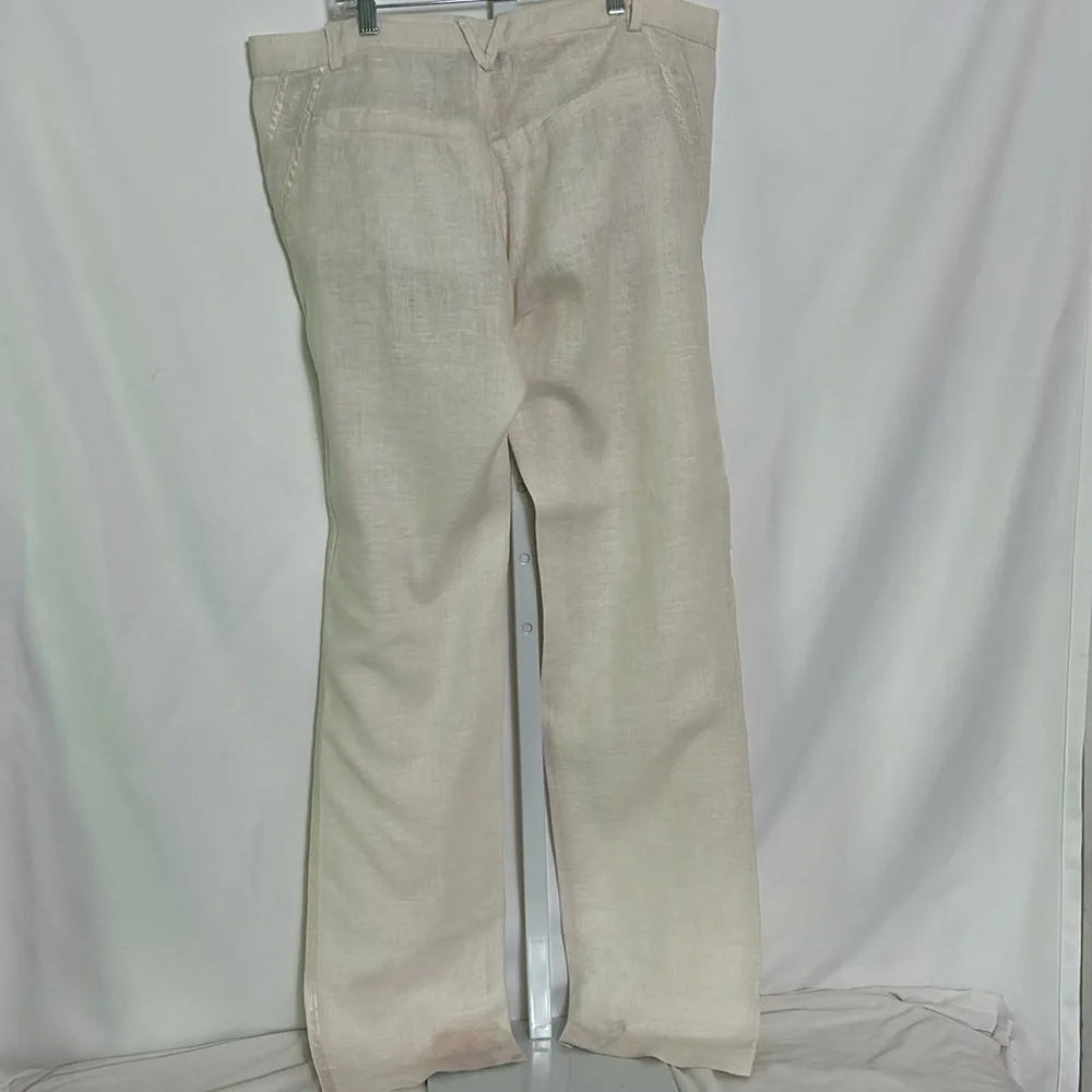 Versace Men's Size US 32 Euro 42 Made in Italy 2007 Cream Pants Linen Silk Trim